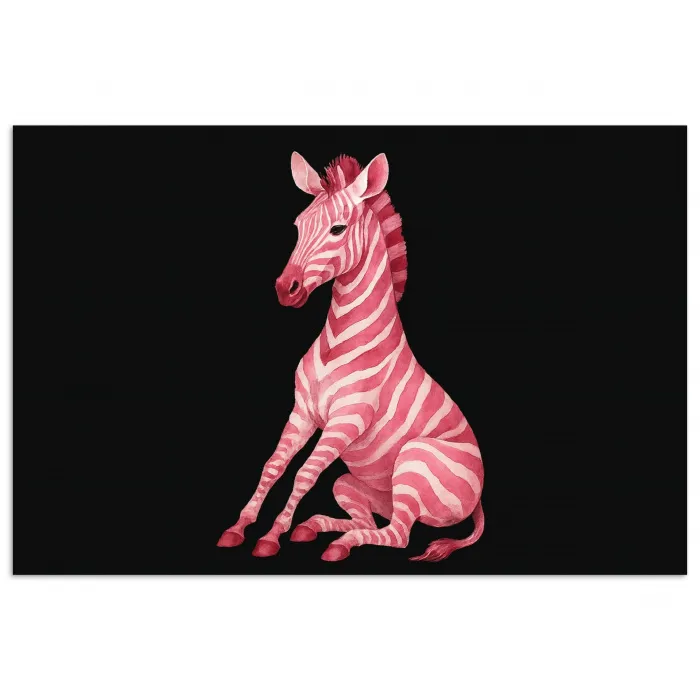 Zebra - Roze - Gestreept poster papier klein -3d