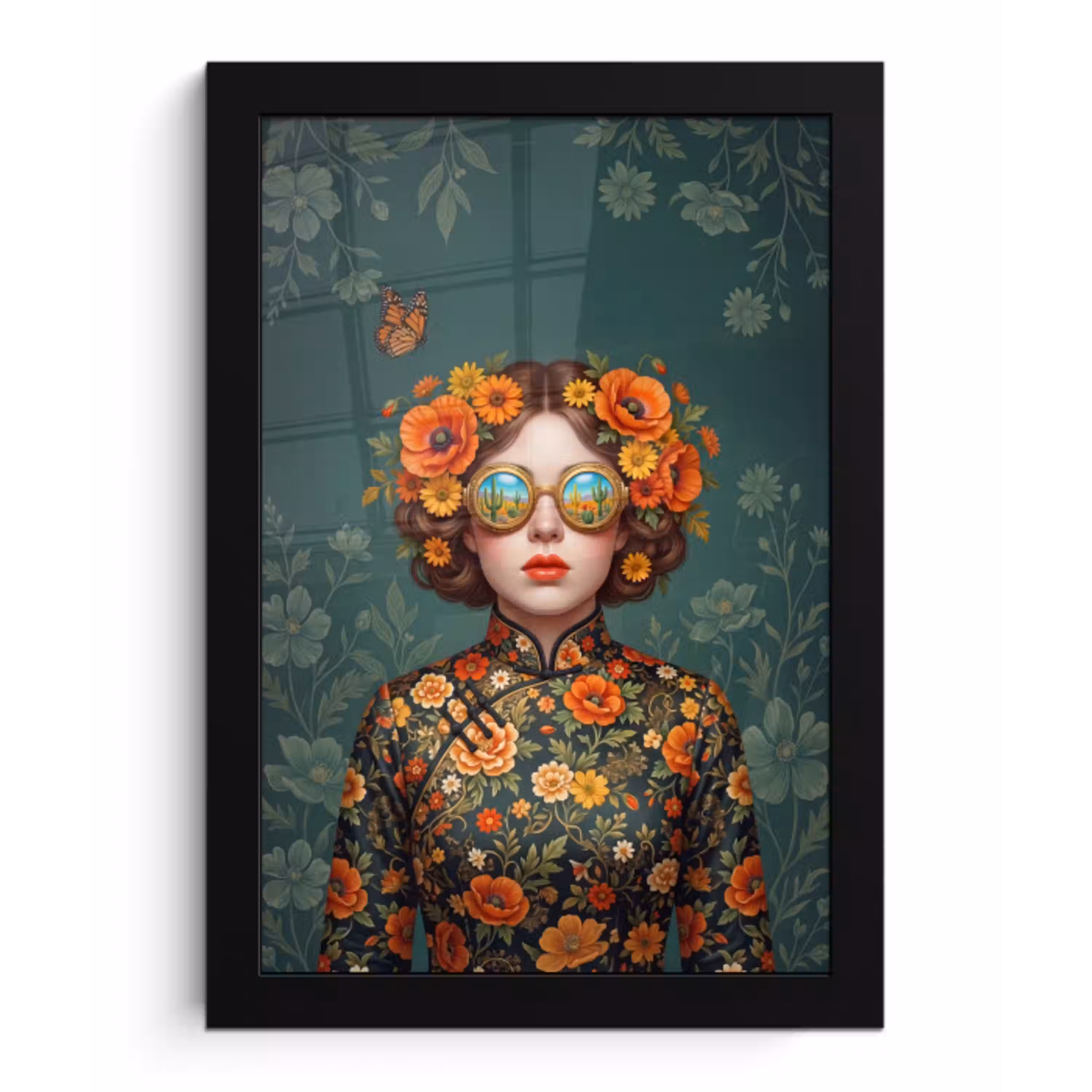 Portret - Vrouw - Kleurrijk - Expressief fotolijst zwart zonder passe partout klein -3d