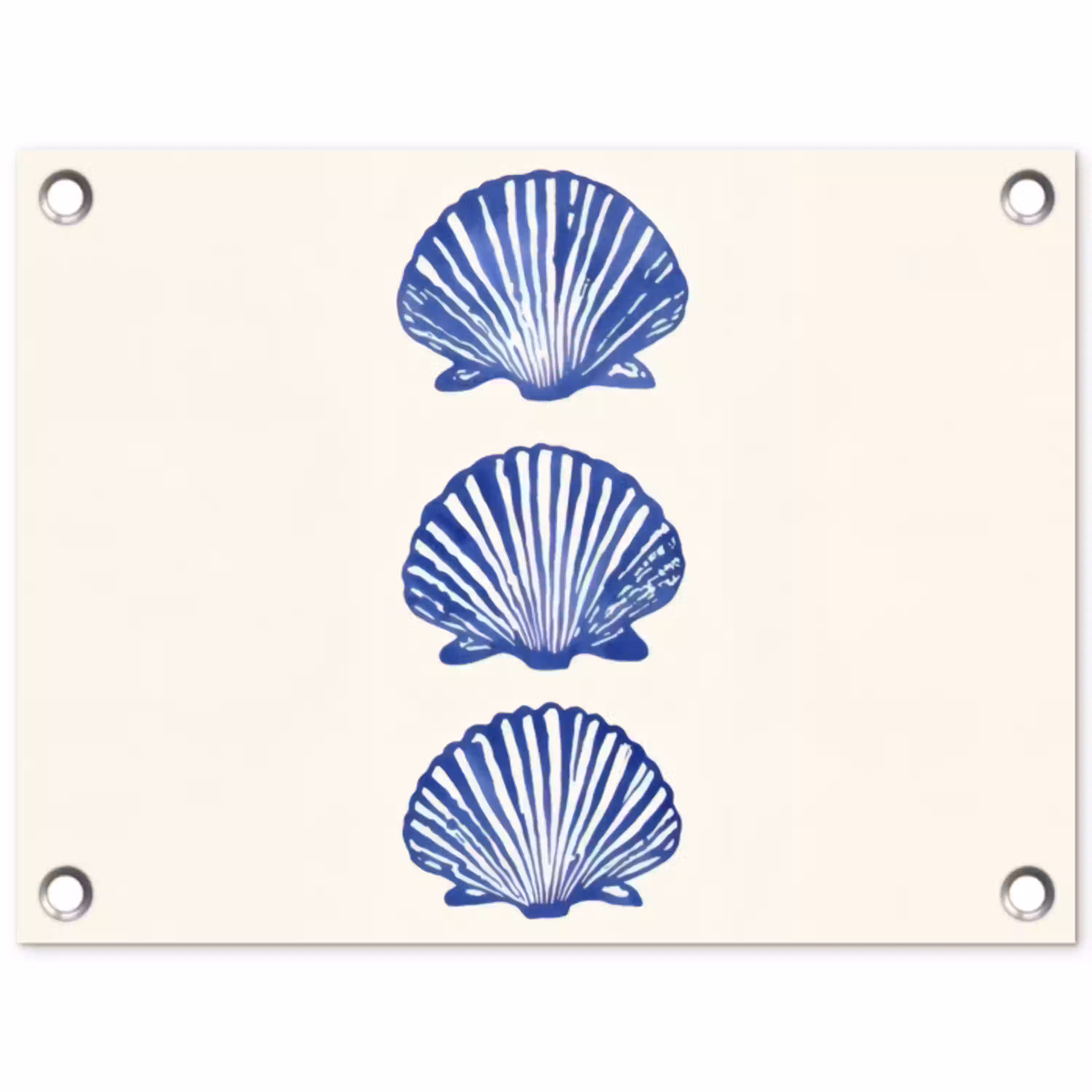 Schelpen - Blauw - Patroon tuinposter los doek klein -3d