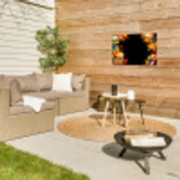 Fastfood - Graffiti - Hamburger - Eten - Modern Tuinposter op houten frame 2 cm dik klein -sfeer2
