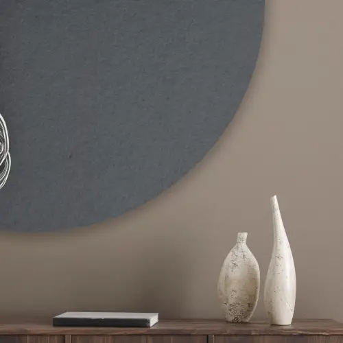Lepel - Zilver - Metaal Akoestische PET Vilt - Rond klein -sfeer5_closeup