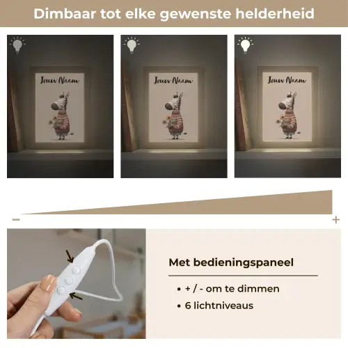 Zebra - Zonnebloemen - Warm Light Box met kabel (Kinderlampje) klein -USP_dimbaarNL