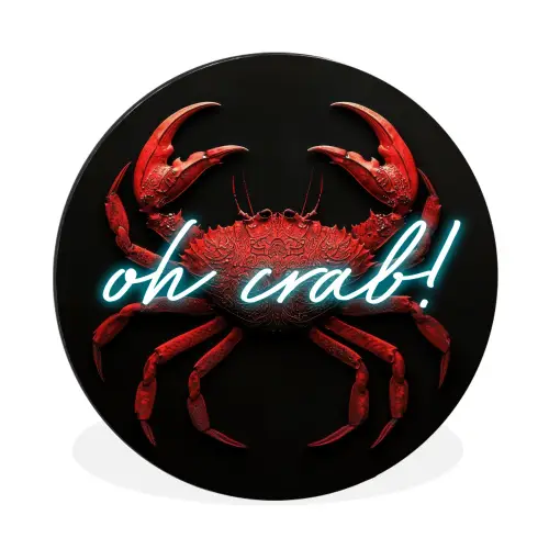 Krab - Rood - Neon - Quote Wandcirkel aluminium klein -3d