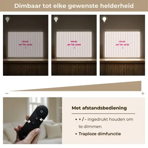 Focus on the good - Strepen - Roze - Smiley Light Box met batterij (Wandlamp) middel -USP_dimbaarNL