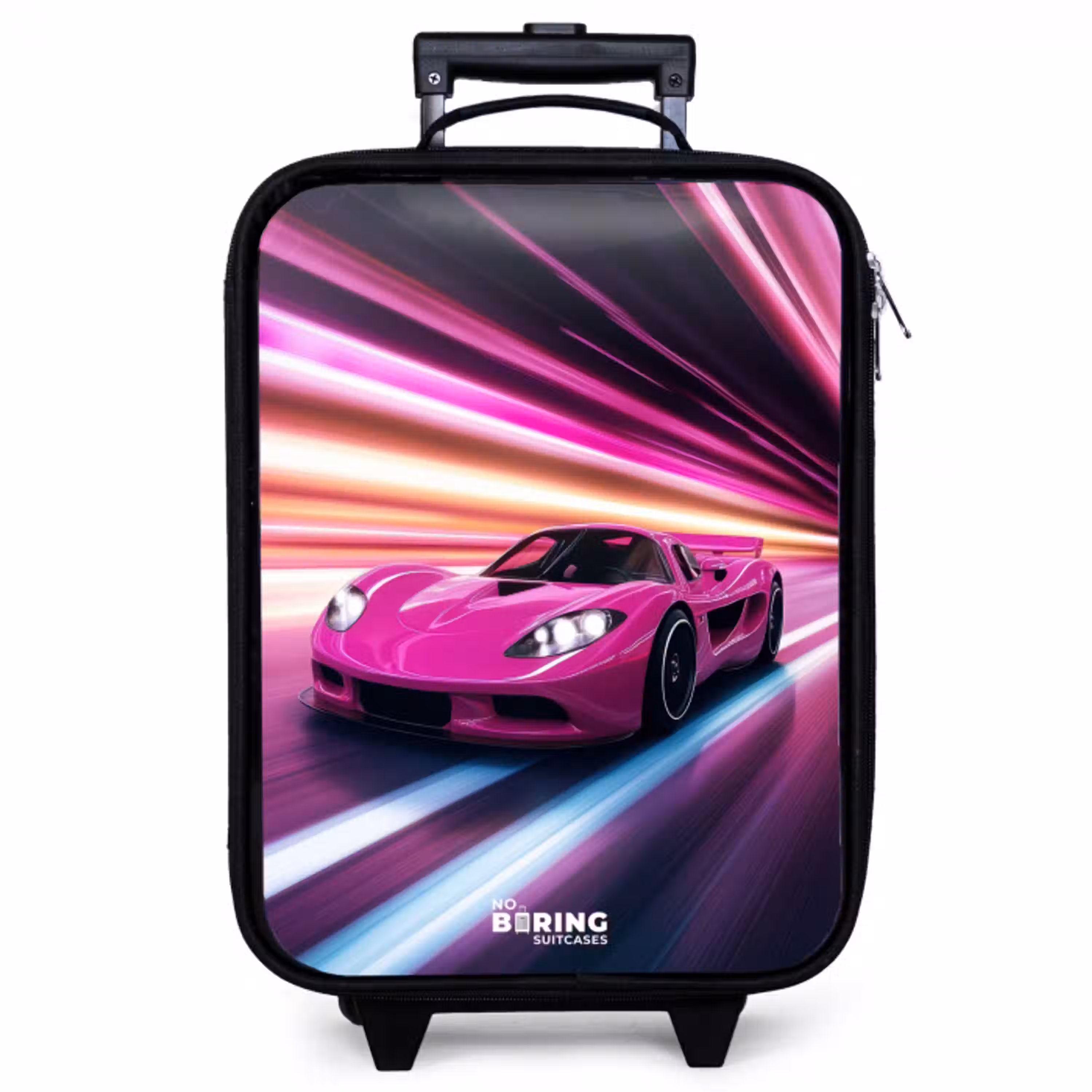 Roze raceauto flitst door neonlicht Kinderkoffer - Zwart klein -zzz_website3d