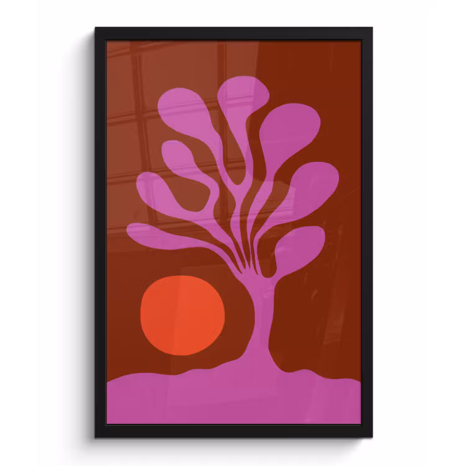 Poster met lijst - Boom - Paars - Cirkel - Vloeiend