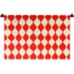Golvend patroon - Retro - Rood - Beige Wandkleed katoen klein 269 -zz3d