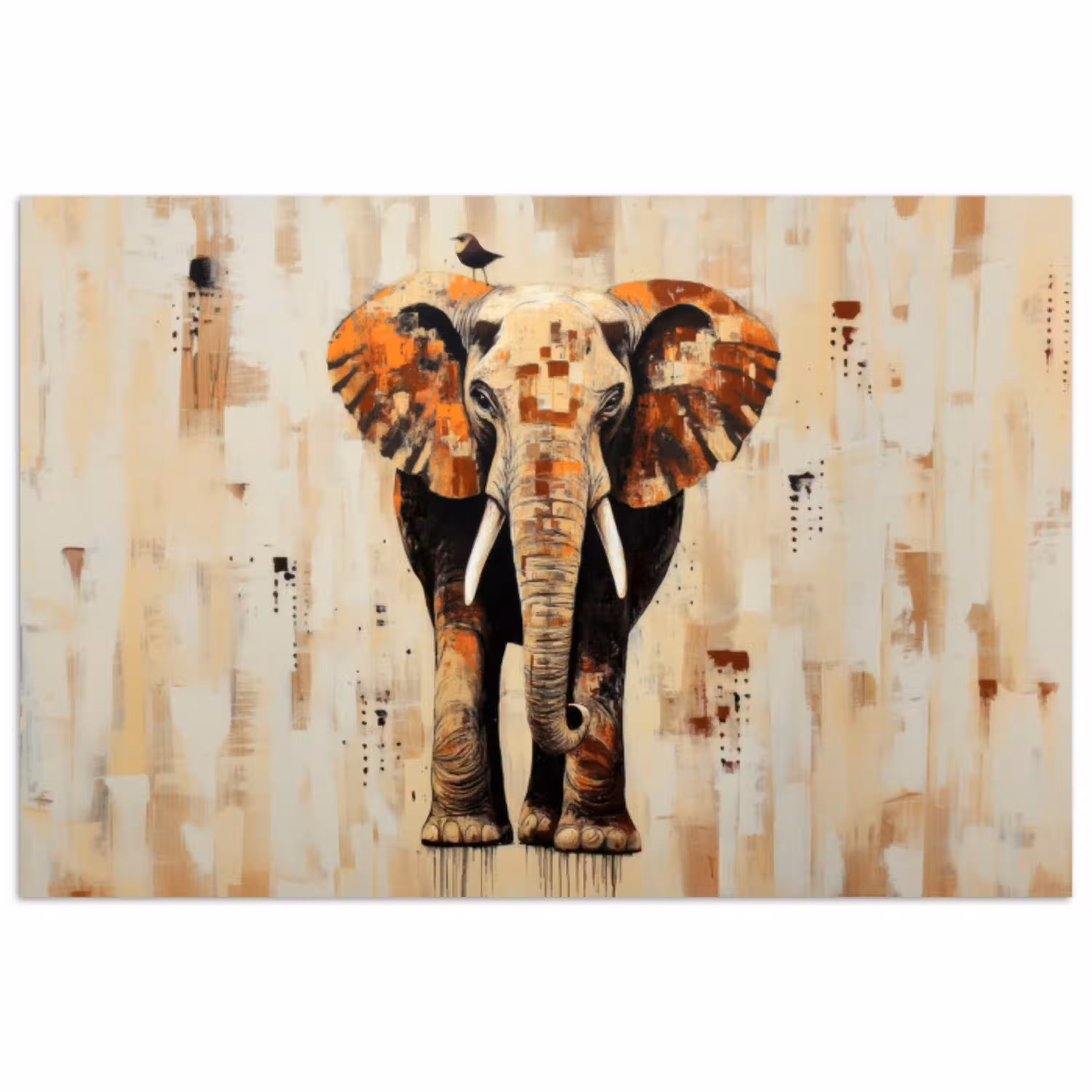Olifant - Slurf - Mozaïek - Abstract poster papier klein -3d