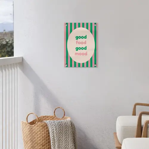Gestreept - Quote - Ovaal - Roze tuinposter los doek klein -sfeer8