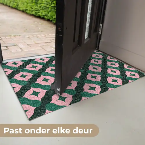 Groen - Roze - Retro - Sterren Deurmat klein 898 -USP_NL