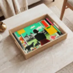 Vrouw - Keuken - Katten - Doorkijk Dienblad Rechthoek middel -sfeer1