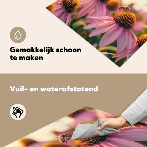 Bloemen - Paars - Bijen Inductie beschemer met haakjes klein -ky-schoon-nl