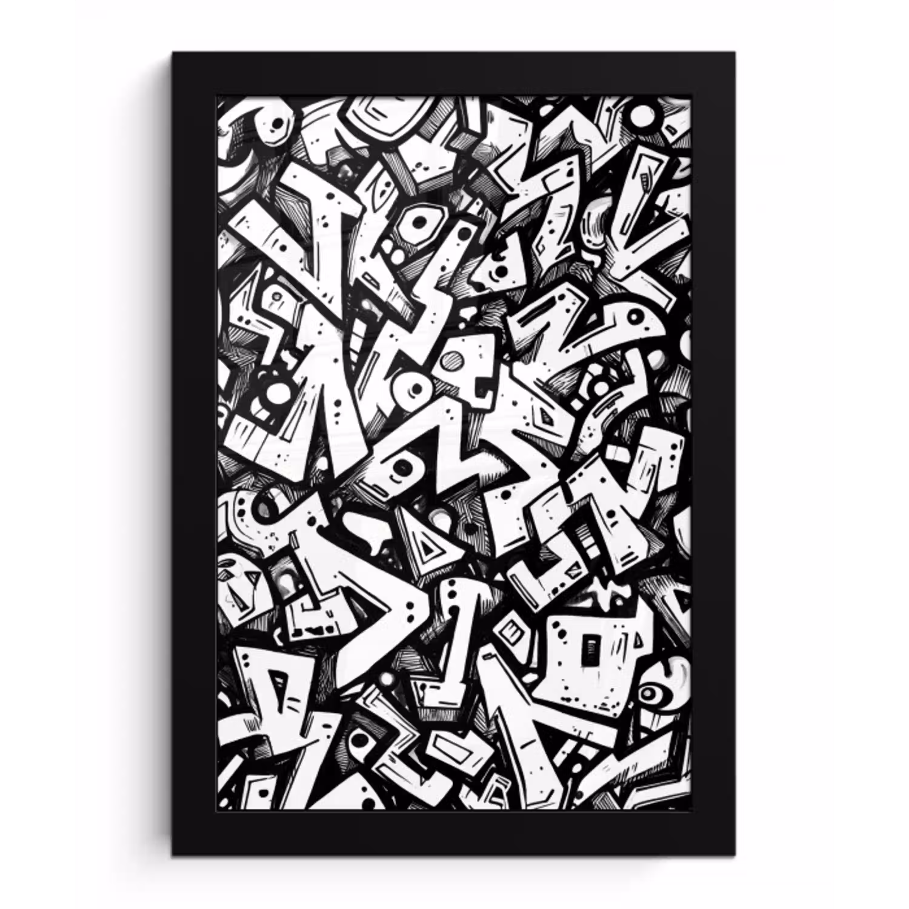 Vormen - Letters - Graffiti - Zwart fotolijst zwart zonder passe partout klein -3d