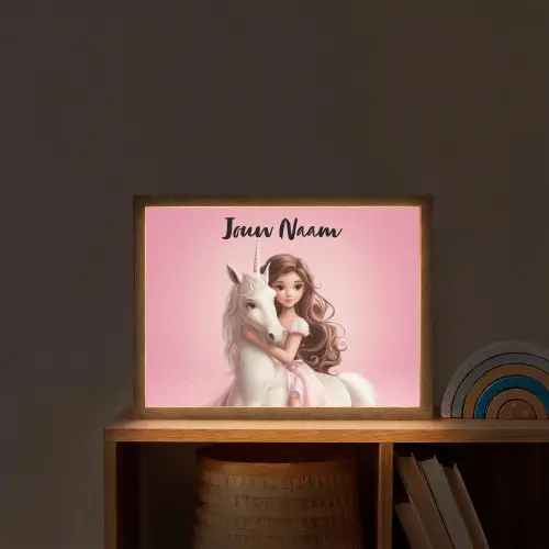 Prinses - Roze - Eenhoorn Light Box met batterij (Wandlamp kind) middel -sfeer1_kind