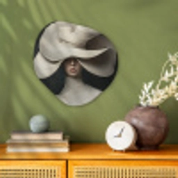 Modern - Vrouw - Hoed Wandcirkel Organisch Forex 3mm klein -sfeer2