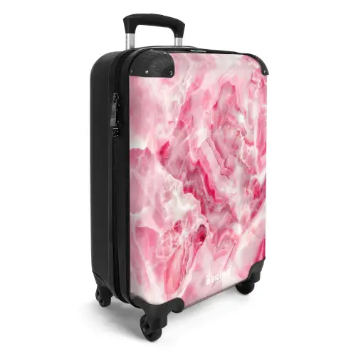 Marmer - Roze Kwarts Marmer NBS - Handbagage koffer - Kinderen Unisex middel -productfoto_3d
