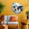 Wereldkaart - Blauw - Abstract Wandcirkel Organisch Aluminium middel -sfeer4