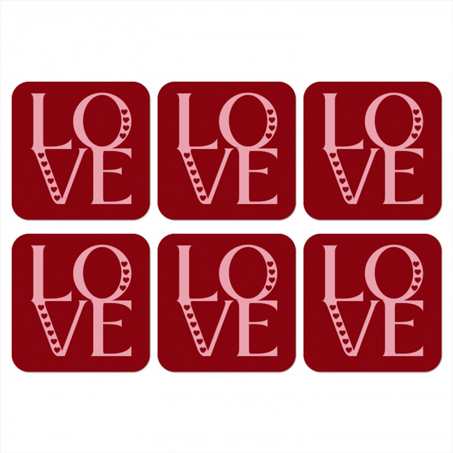Love - Rood - Hatjes onderzetter kurk middel -3d