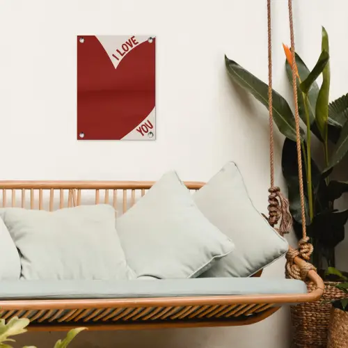 Loveyou - Rood - Hart tuinposter los doek klein -sfeer7