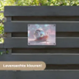 Slak - Disco - Mozaïek - Blauw tuinposter los doek klein -sfeer3