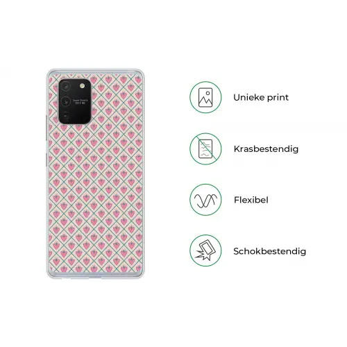 Retro - Ruit - Hartjes - Patroon Telefoonhoesje Samsung Galaxy S10 Lite klein 364 -specsS10Lite