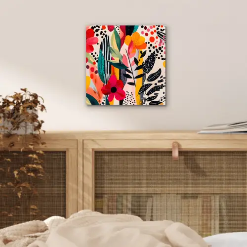 Bloemen - Bladeren - Abstract - Kleurrijk aluminium wit klein -sfeer3