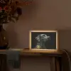 Hond - Zwart - Bloemen Light Box met kabel (Wandlamp) klein -sfeer4