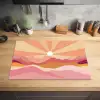 Bergen - Abstract - Zonnestralen - Roze Inductie beschermer vinyl 3mm klein -sfeer5
