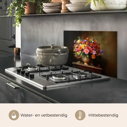 Kleuren - Boeket - Vaas - Hout keuken achterwand spatscherm klein -usp_NL
