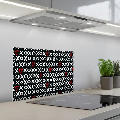 Tekens - Wit - Zwart keuken achterwand spatscherm klein 900 -3d_schuin