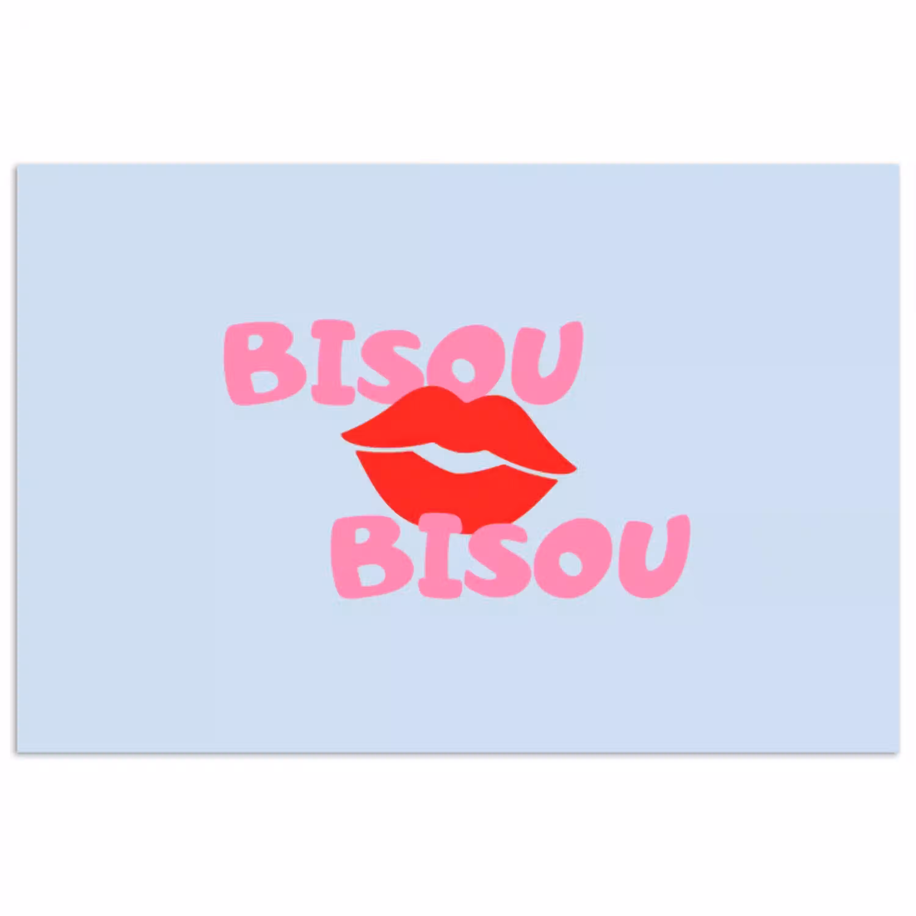 Lippen - Bisou - Blauw poster papier klein -3d