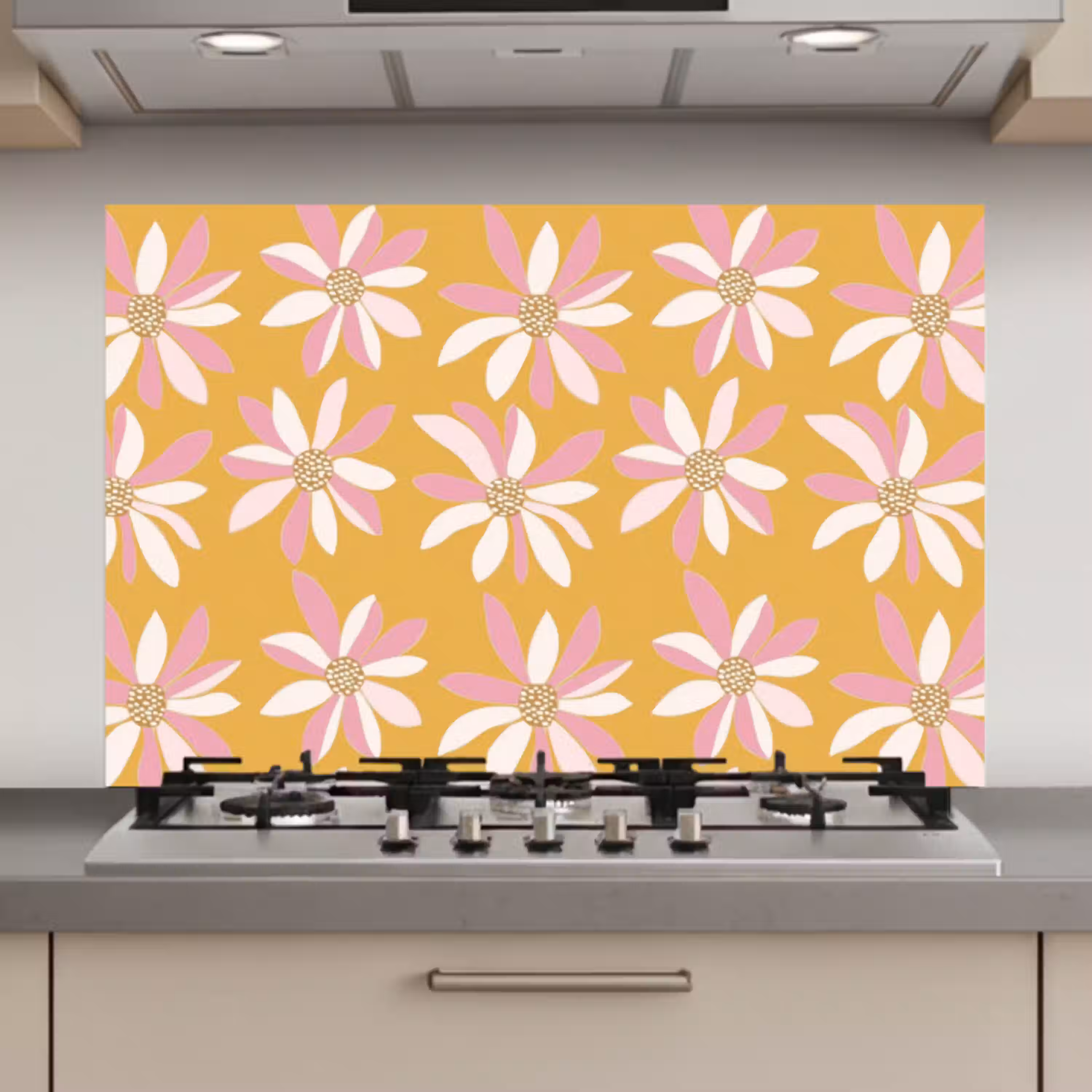 Bloemen - Modern - Geel keuken achterwand spatscherm klein 900 -3d_website