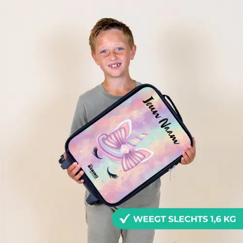 Eenhoorn - Glitters - Regenboog - Pastel Kinderkoffer - Zwart klein -sfeer4_NL
