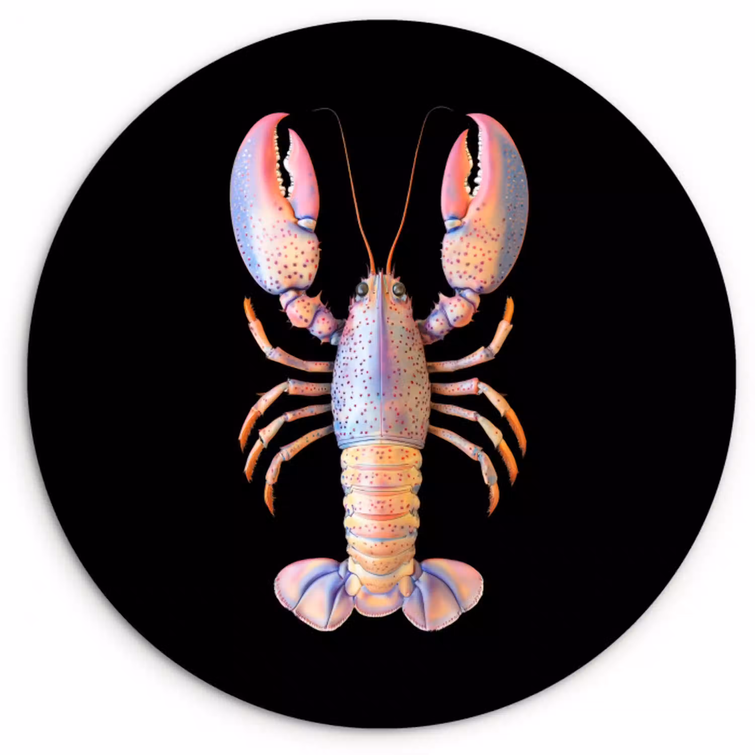 Kreeft - Roze - Zacht - Zwart Wandcirkel kunststof plaat 5mm dik klein -3d