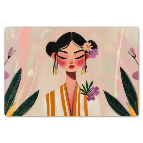Vrouw - Bloemen - Pastel Placemat vinyl groot -zzsfeer1_Kitchenyeah-website