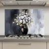 Bloemen - Wit - Vaas - Abstract keuken achterwand spatscherm klein -3d_website