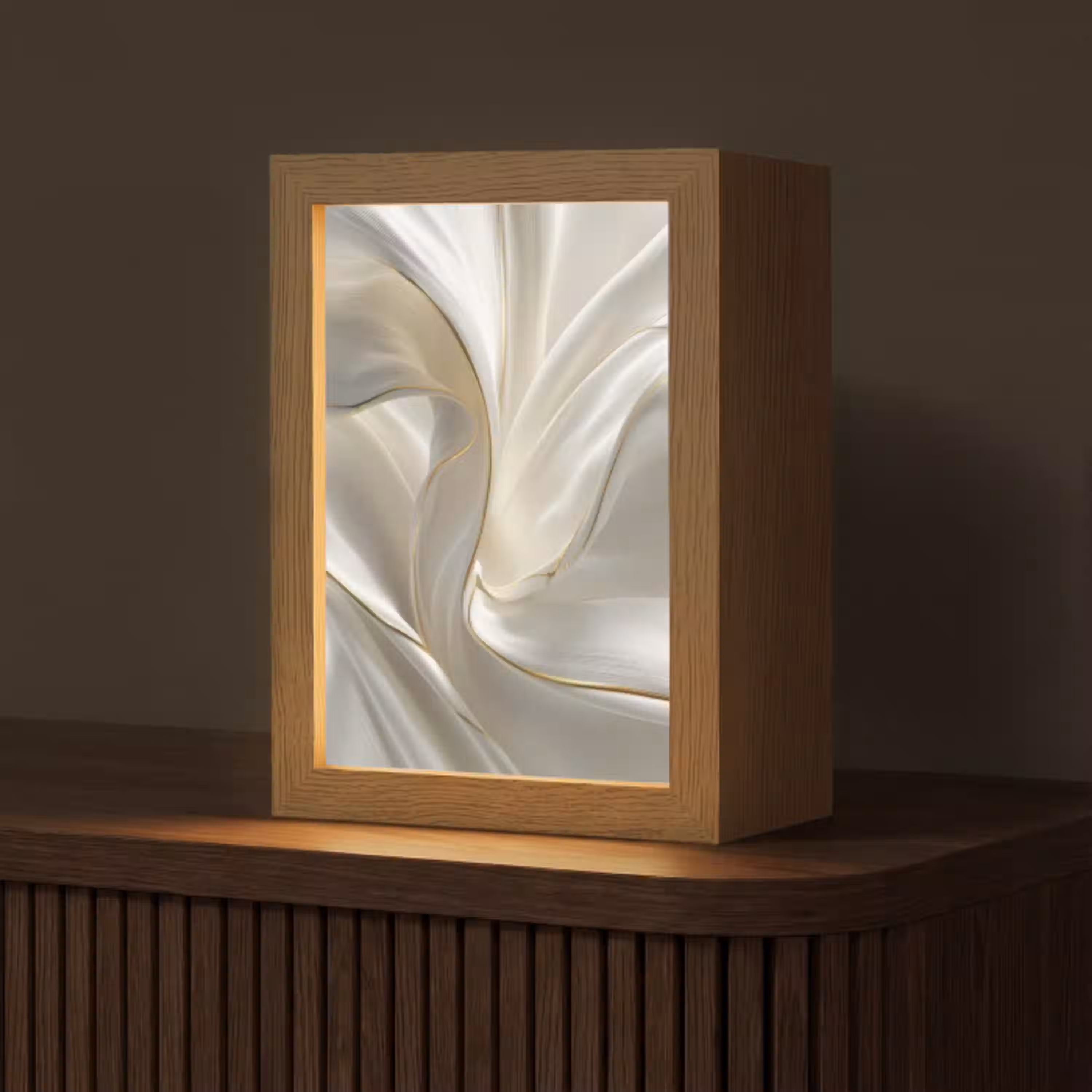 Stof - Plooien - Goud Light Box met kabel (Tafellamp) klein -z3d_website