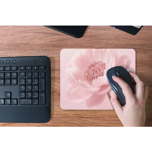 Bloem - Pioenroos - Roze muismat rubber klein -toetsenbord