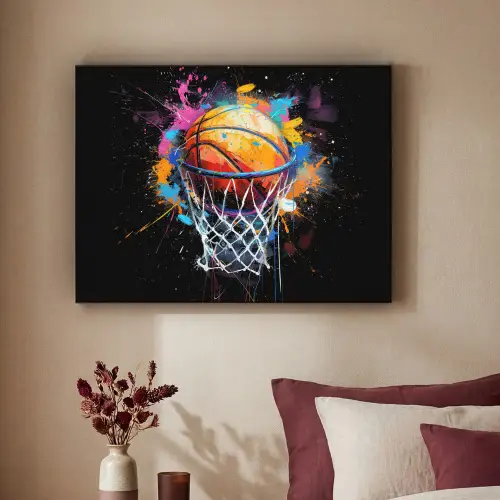 Graffiti - Sport - Basketbal - Basket Textielframe zwart klein -sfeer1
