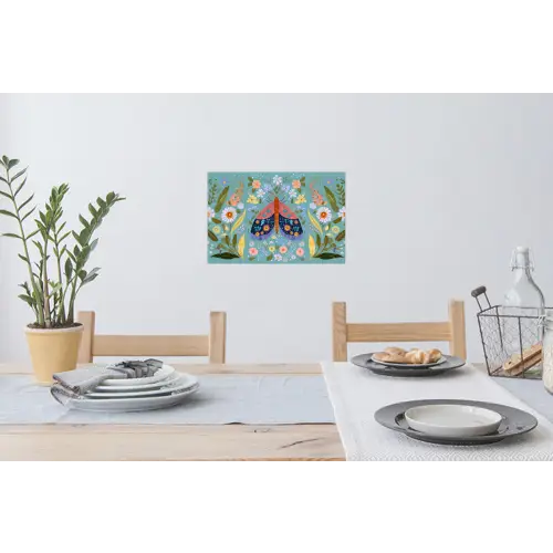 Vlinder - Sierlijk - Bloemen - Bladeren Muursticker klein -eettafel