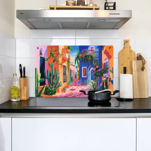 Geel - Blauw - Oranje - Huis Inductie beschemer met haakjes klein -sfeer2