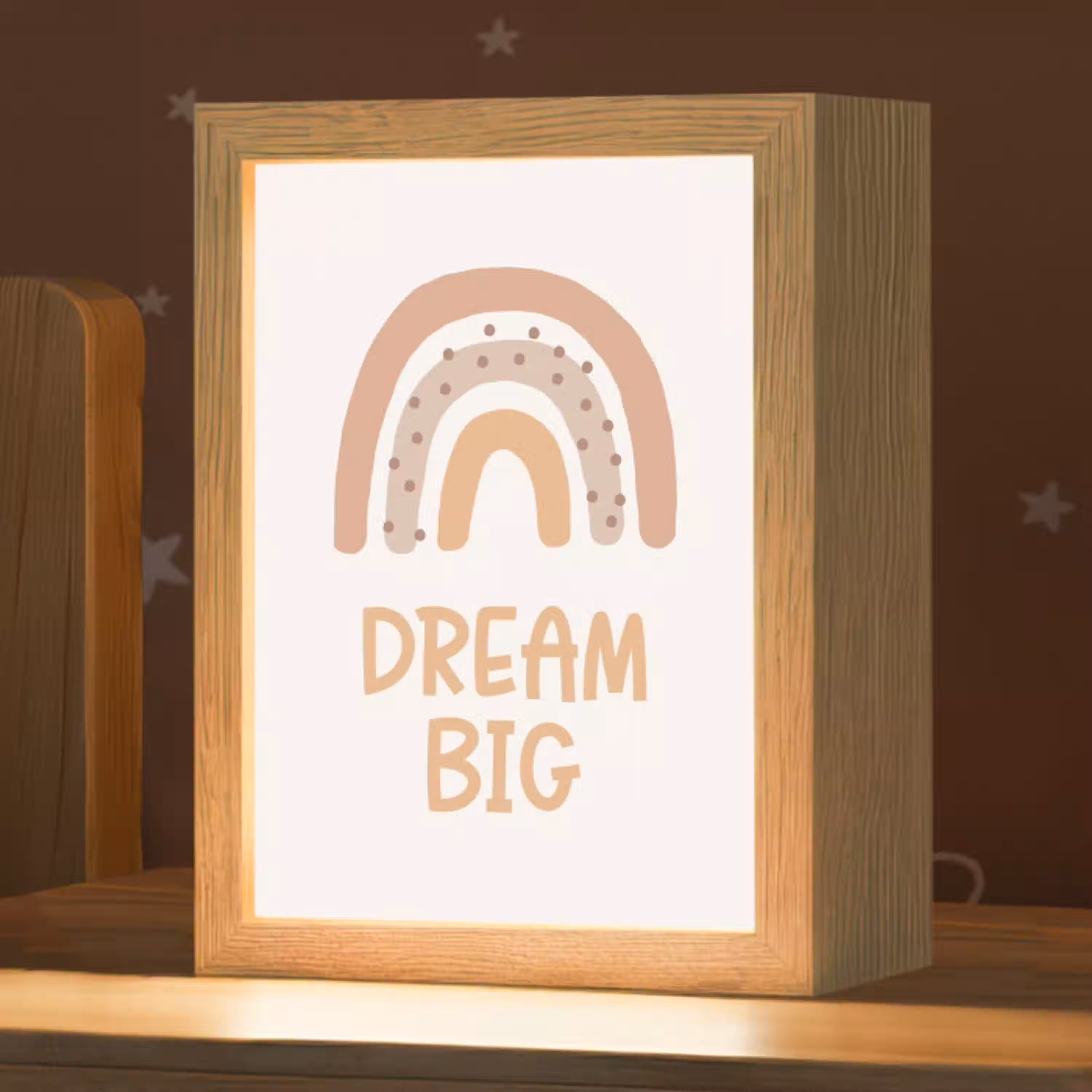Regenboog - Quote - Dream Big - Pastel kleuren Light Box met kabel klein -zzz_3d_website