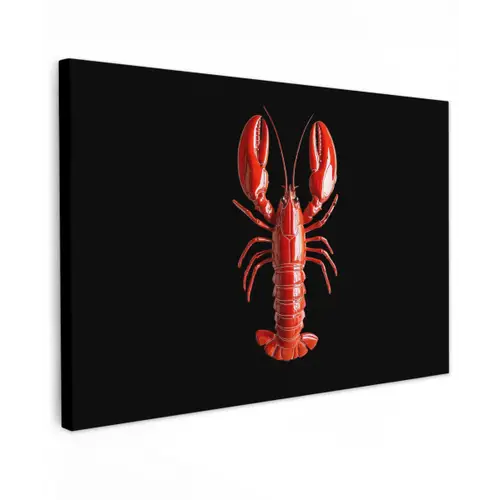 Kreeft - Glossier Rood - Zwart Tuinposter op houten frame 2 cm dik klein -3d