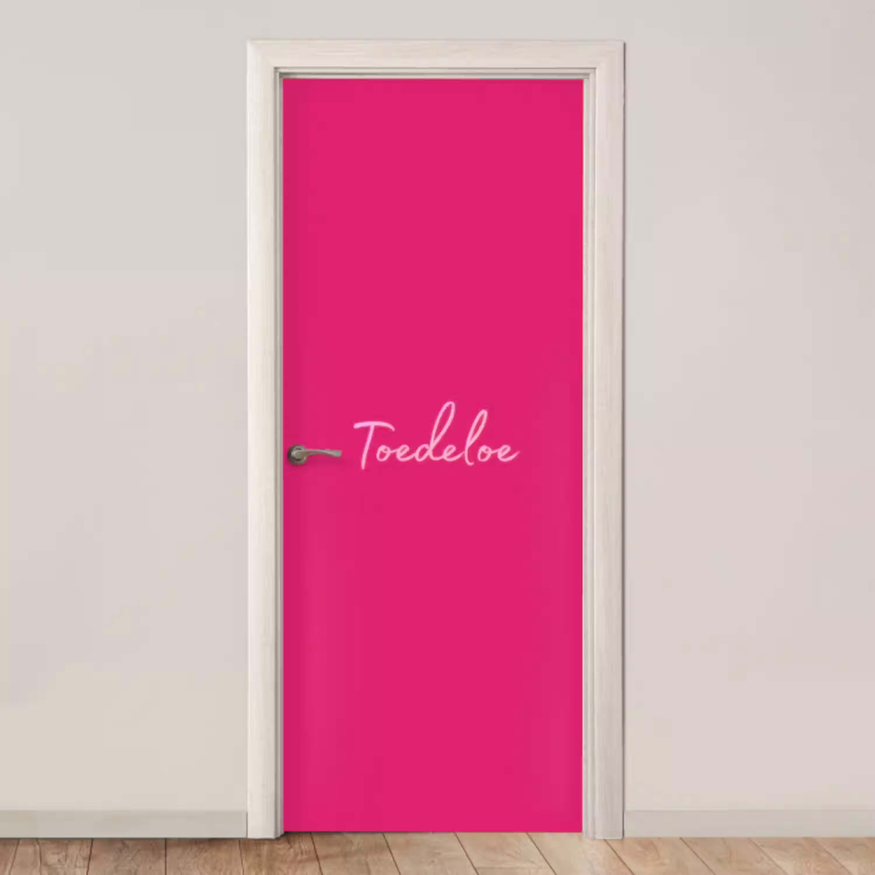 Toedeloe - Roze deurposter klein -3d_beige