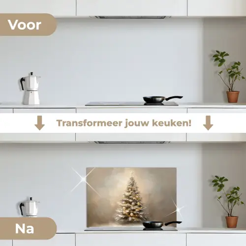 Kerst - kerstboom - Sneeuw - Art keuken achterwand spatscherm klein -voor_na_NL