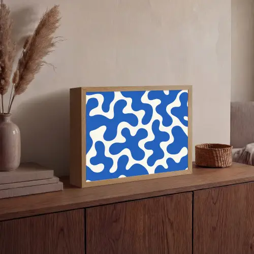 Vormen - Abstract - Blauw - Golven Light Box met batterij (Wandlamp) middel -sfeer2