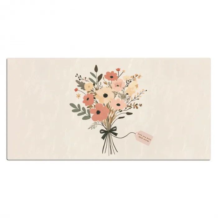 Bloemen - Quote - Beige - Lint Muismat XXL klein -3d_leeg