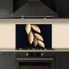 Bladeren - Zwart - Goud - Luxe - Planten keuken achterwand spatscherm klein -sfeer1