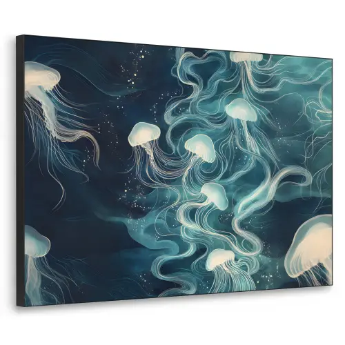 Kwallen - Zee - Wit - Golven Textielframe - compleet frame klein -3d