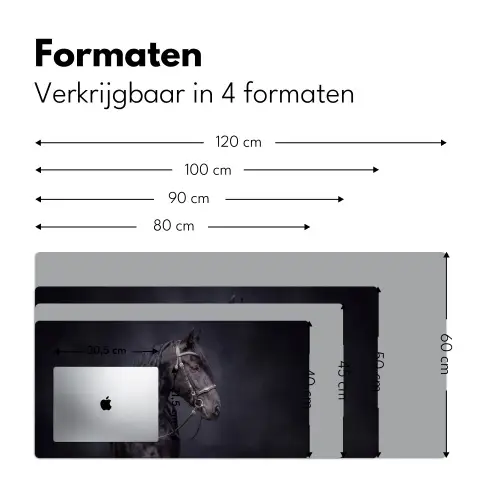 Portret - Paard - Donker Muismat XXL klein -sfeer5
